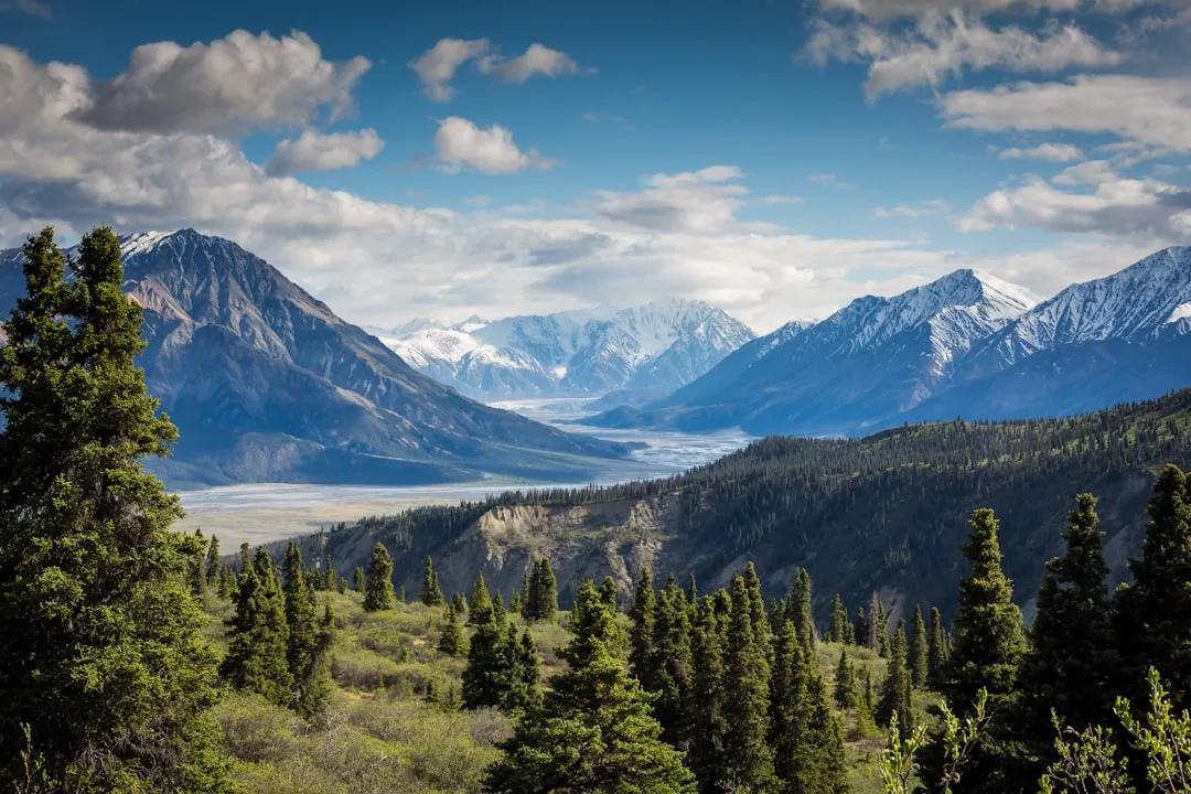 Snow-capped mountains and pine trees under a partly cloudy blue sky frame the scenic Sóller Valley, a destination where second-home ownership invites key considerations for peaceful living amid natural beauty.